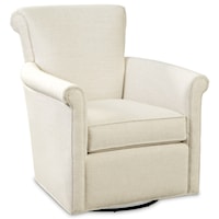 Transitional Swivel Glider Chair with Rolled Arms and Back