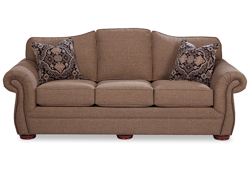 268550 Sofa w/ Small Dark Brass Nails by Hickorycraft at Malouf Furniture Co.