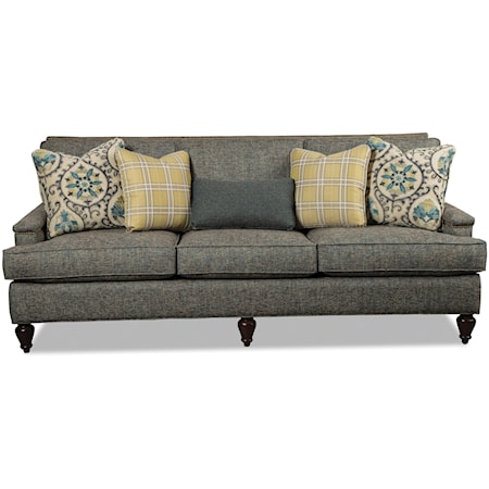 Transitional 90 Inch Sofa with Light Brass Nailheads
