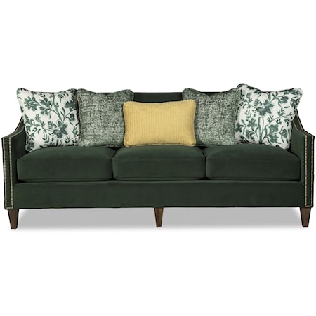 Contemporary Sofa with Tight Back, Toss Pillows, and Nailhead Studs