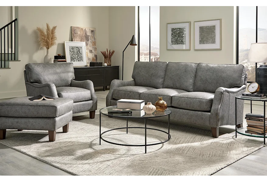 Sutton 3pc Leather Sofa, Chair & Ottoman by Hickorycraft at Johnny Janosik