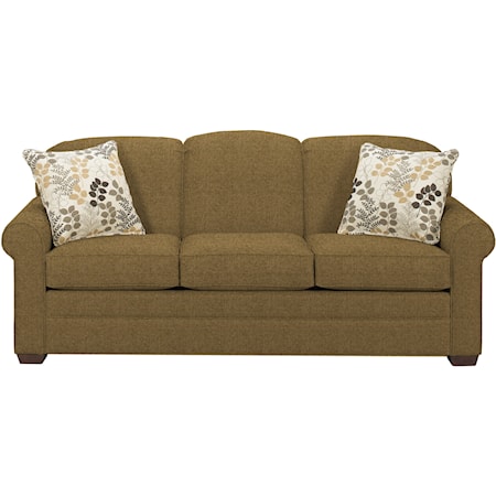 Casual Stationary Sofa with Sock Arms and Wood Feet