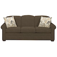 Casual Stationary Sofa with Sock Arms and Wood Feet