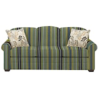 Casual Stationary Sofa with Sock Arms and Wood Feet