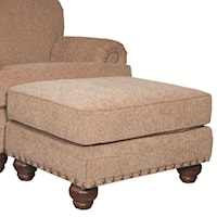 Traditional Ottoman with Nailhead Studs
