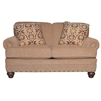 Traditional Loveseat with Rolled Arms and Turned Legs