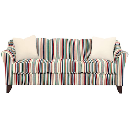 Stationary Sofa with Flared Arms