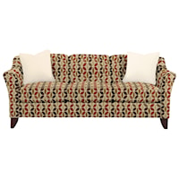 Stationary Sofa with Flared Arms