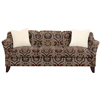 Stationary Sofa with Flared Arms