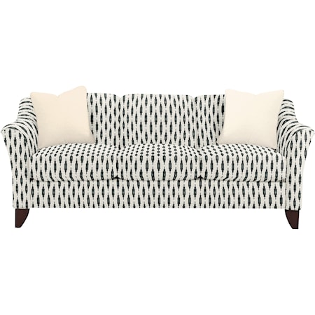 Stationary Sofa with Flared Arms