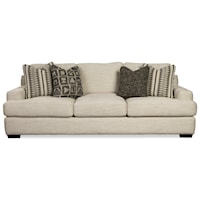 Contemporary Sofa with Low Arms and Four Toss Pillows