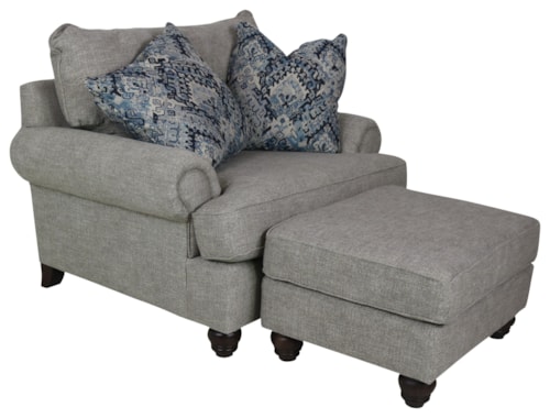 Traditional Chair & Half with Ottoman