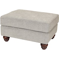 Box Top Ottoman with Exposed Wood Bun Feet