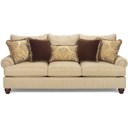 Traditional Sofa with Exposed Wood Feet