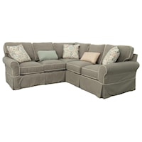 Casual 2 Piece Slipcover Sectionalwith Contrast Welt