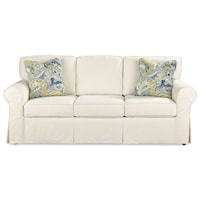Casual Slipcover Sleeper Sofa with Queen Memory Foam Mattress