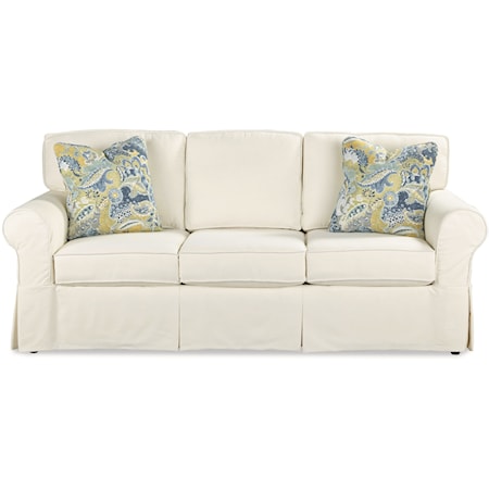 Casual Slipcover Sleeper Sofa with Queen Memory Foam Mattress