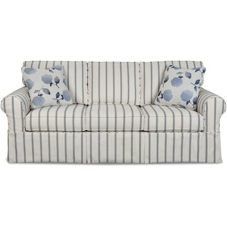 Casual Slipcover Sleeper Sofa with Queen Memory Foam Mattress