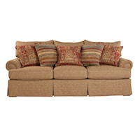 Traditional Skirted Sofa with 5 Pillows