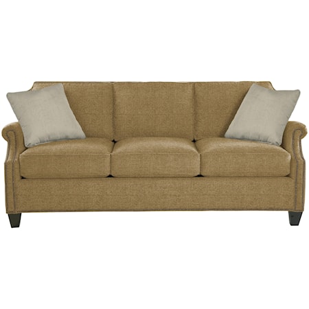 Transitional Sofa with Clipped Corner Shape and Nailhead Trim