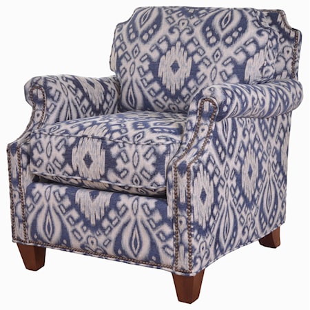 Transitional Chair with Clipped Corner Shape and Nailhead Trim