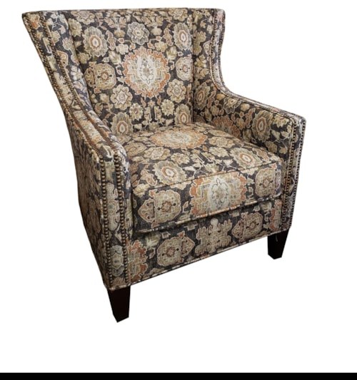 Transitional Wing Chair with Nailhead Trim