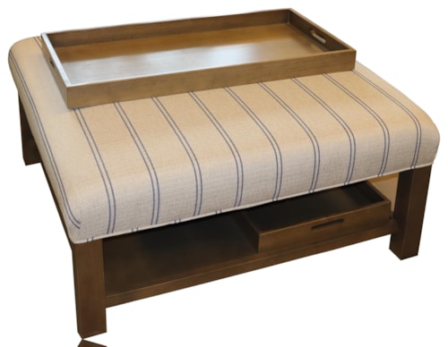 Storage Cocktail Ottoman with Two Removable Trays