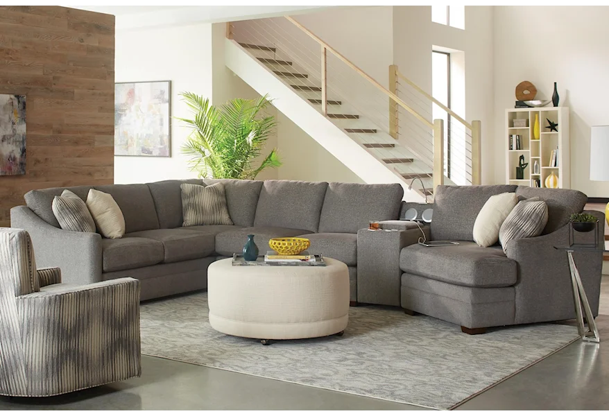 F9 Custom Collection 4 pc Sectional Sofa w/ Power Console by Craftmaster at Powell's Furniture and Mattress