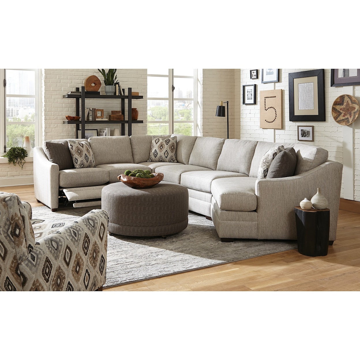 Craftmaster F9 Custom Collection 3 Pc Sectional Sofa w/ LAF Recliner