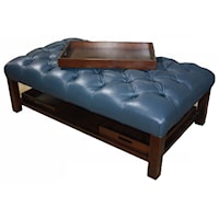 Transitional Rectangular Tufted Ottoman with Removable Trays