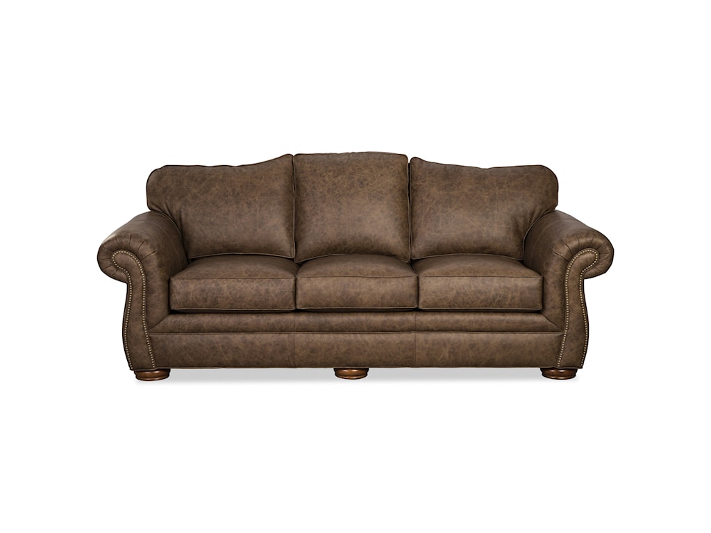 leather sofa with nailhead studs