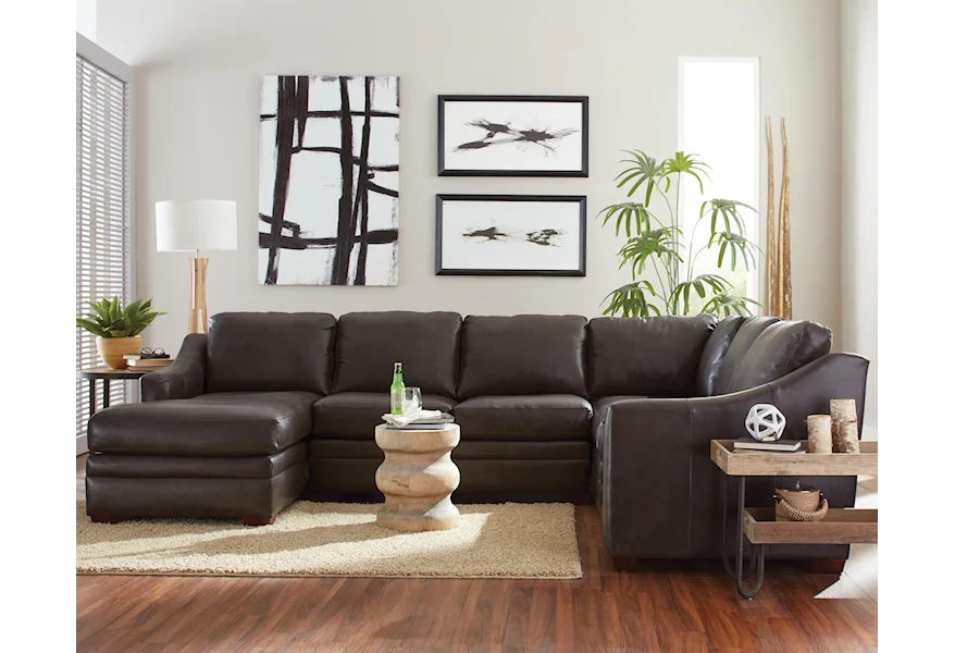 L9 Custom - Design Options Custom 3 Pc Sectional Sofa w/ Power Recliner by Hickorycraft at Malouf Furniture Co.