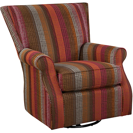 Transitional Swivel Glider Chair with Flared Back