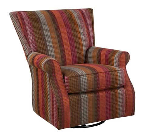 Transitional Swivel Glider Chair with Flared Back