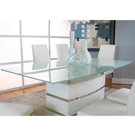 Contemporary Dining Table with Glass Top and Chrome Accents