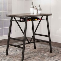 Rectangular Metal Frame Pub Table with Wine Rack