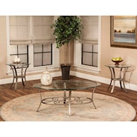 Traditional Round Occasional Table 3-Pack with Glass Tops