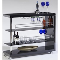 Contemporary Bar Cart w/ Stem Glass