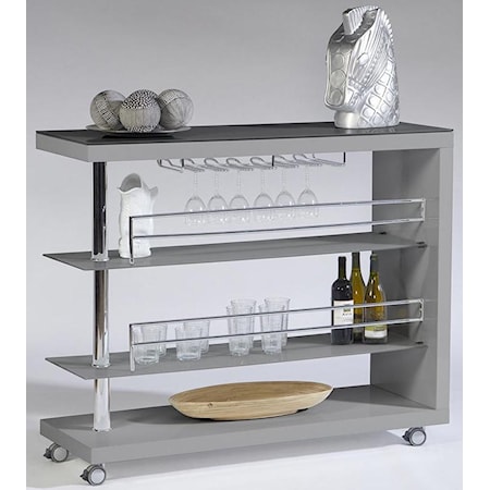 Contemporary Bar Cart w/ Stem Glass