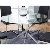 Contemporary Round Dining Table with Glass Top