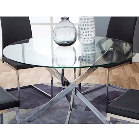 Contemporary Round Dining Table with Glass Top