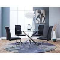 Contemporary 5-Piece Dining Table and Chair Set with Glass Top