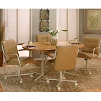 Casual Rectangular Dinner Table w/ 4 Swivel Chairs