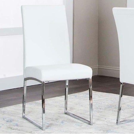 White/Stainless Steel Side Chair