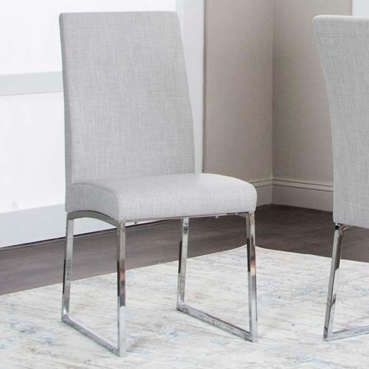 Cramco, Inc Classic Light Gray Tweed/Stainless Steel Side Chair 