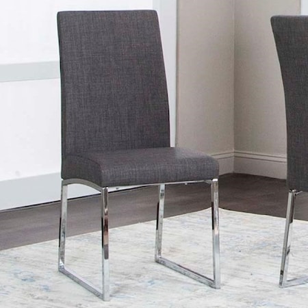Dark Gray Tweed/Stainless Steel Side Chair  