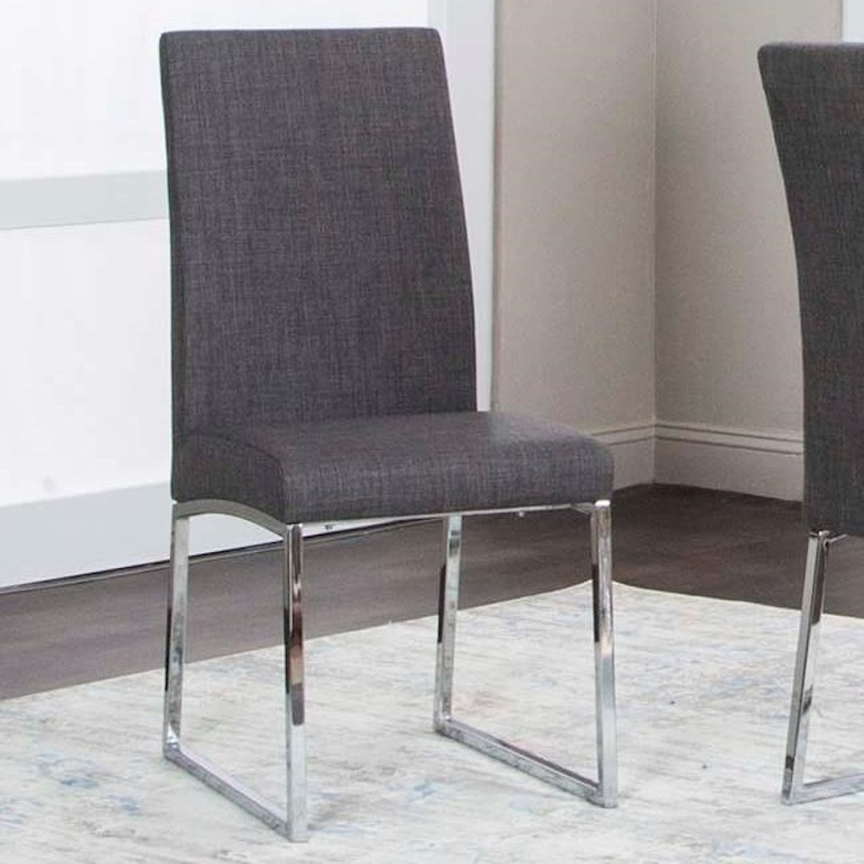 Cramco, Inc Classic Dark Gray Tweed/Stainless Steel Side Chair  