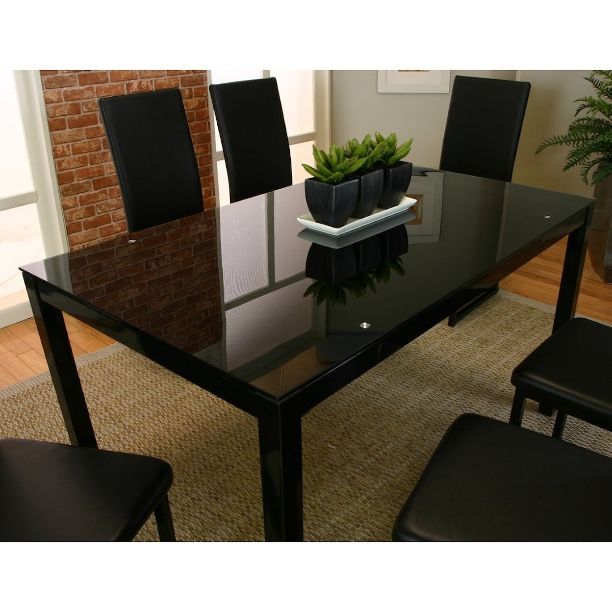 Cramco, Inc Como Black Metal Table with Black Glass Top