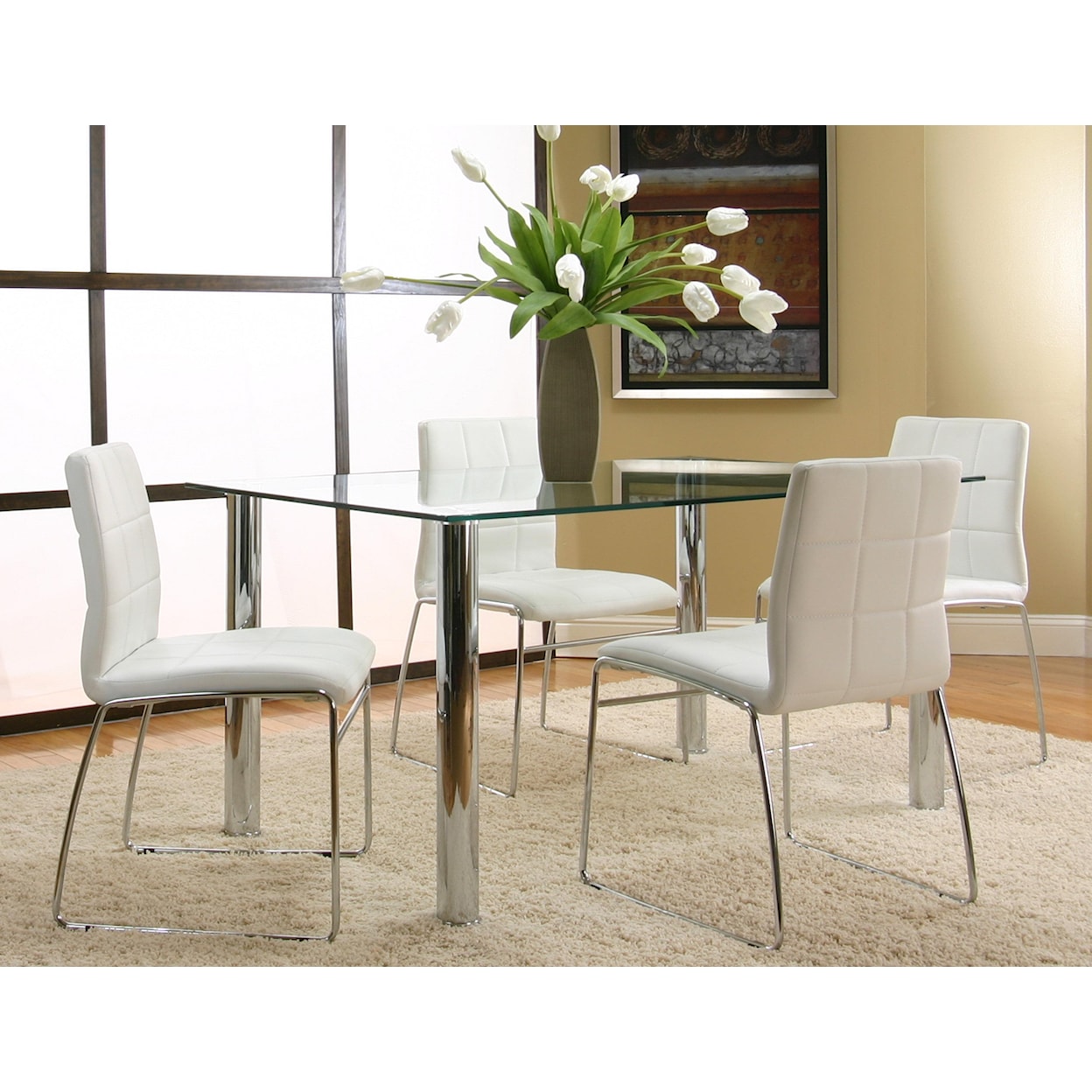 Cramco, Inc Contemporary Design - Napoli White Polyurethane Sled Side Chair