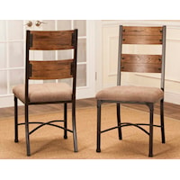 Wood and Metal Dining Side Chair with Upholstered Seat